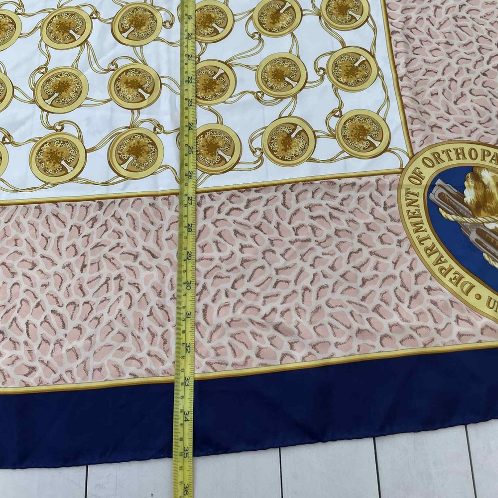 Gucci White and Navy Scarf with Gold Accents - Picture 7 of 8